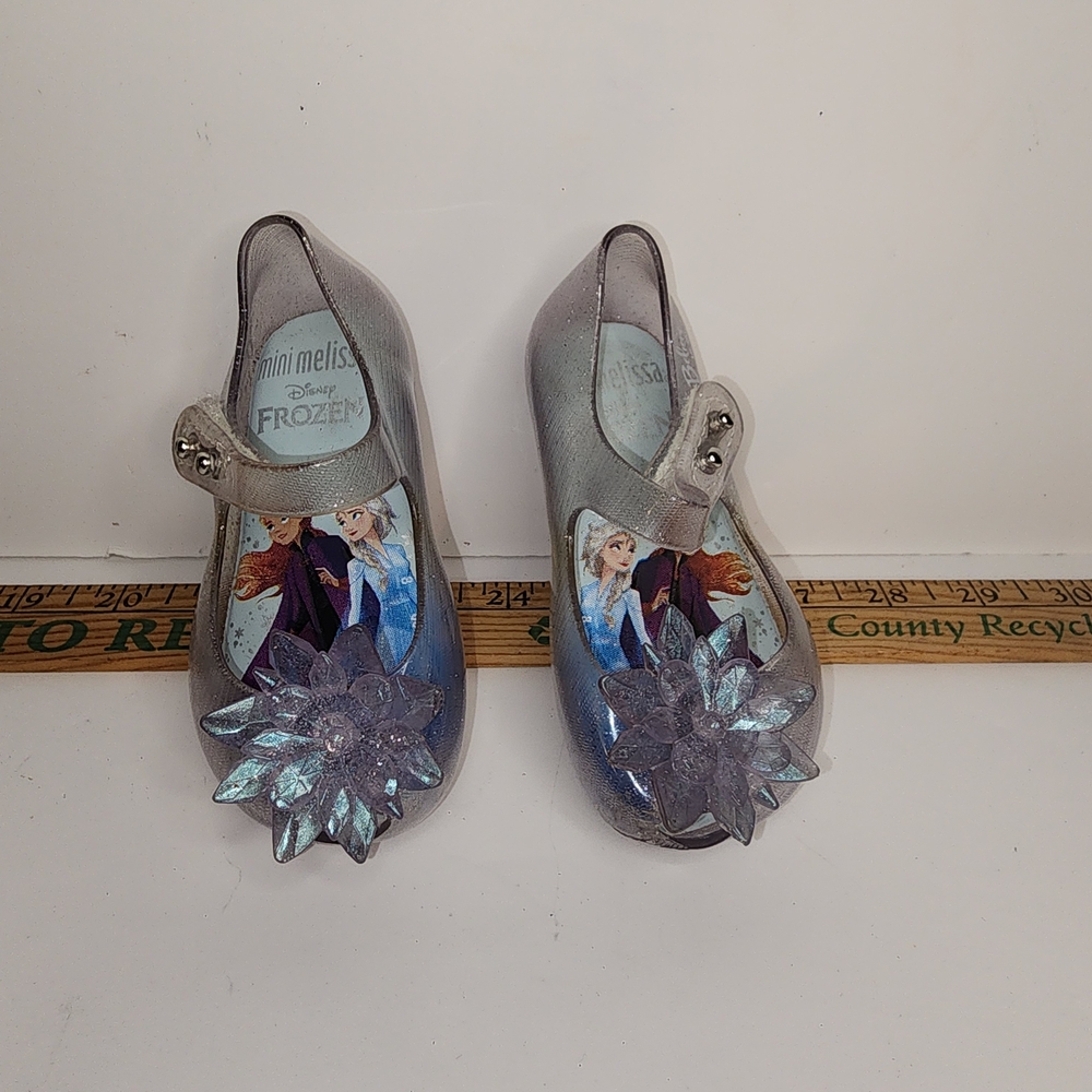 Mini Melissa Girls' Frozen Glitter Mary Jane Shoes - Silver